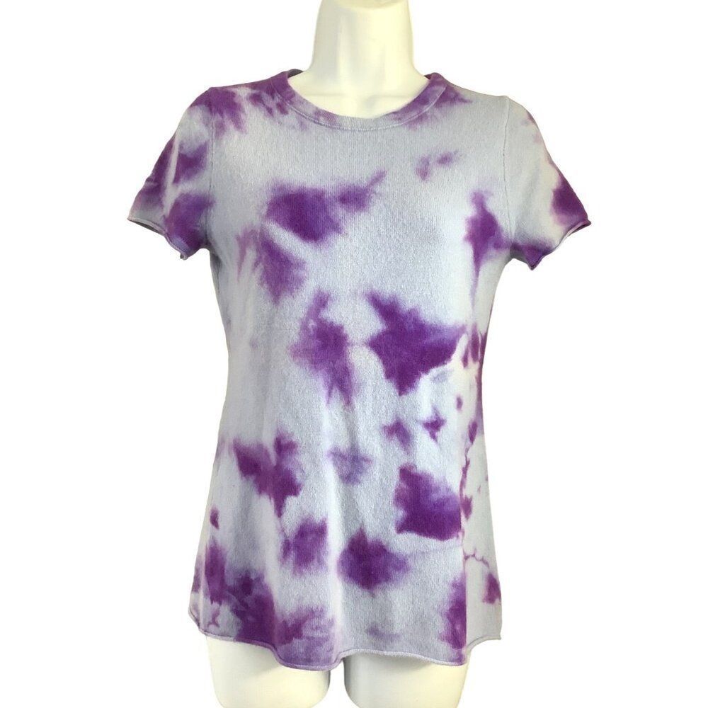 J.CREW 100% Cashmere Tie-Dye Tee Sz S Short Sleeve Sweater Tie Dye Boho T-Shirt
